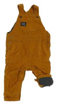 Medové manšestrové laclové podšité kalhoty s nášivkou ORCHESTRA