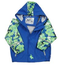 Cobaltově modro-zelená nepromokavá bunda se skvrnkami a kapucí lupilu