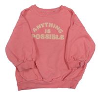 Růžová oversize mikina s nápisy Next