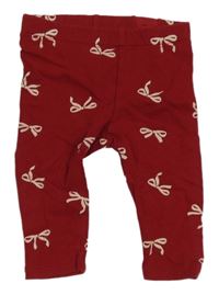 Tmavočervené teplákové legíny s mašličkami H&M