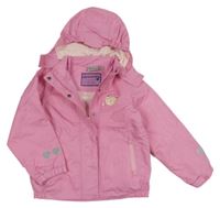Růžová šusťáková jarní bunda s kočičkou a odepínací kapucí impidimpi