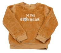 Karamelová plyšová mikina s nápisy a lamou GÉMO