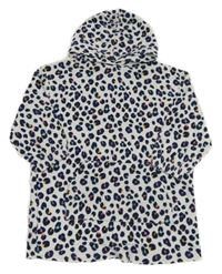 Bílo-tmavomodro-barevný vzorovaný froté župan s kapsou a kapucí M&S