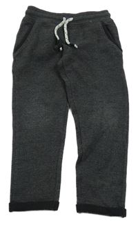 Tmavošedo-černé melírované chino teplákové kalhoty MANGO