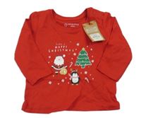 Nové - červené vánoční triko s obrázky PRIMARK