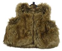 Hnědo-béžová kožešinová podšitá vesta RALPH LAUREN