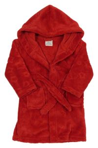 Červený plyšový župan s hvězdičkami a kapucí PRIMARK