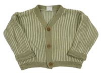 Šedokhaki-smetanový žebrovaný propínací oversize svetr Next