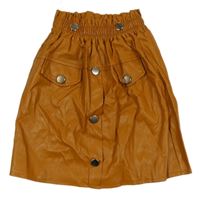 Hnědá paper bag koženková sukně