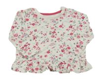 Bílé triko s kytičkami a volánkem PRIMARK