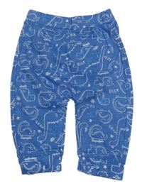 Modré melírované turecké tepláky s dinosaury a kapsou Peacocks