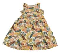 Smetanové šaty s lístečky a květy C&A