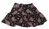 Černá vzorovaná sukně s kytičkami F&F