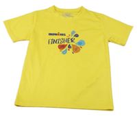 Žluté sportovní tričko s nápisy a vzorem