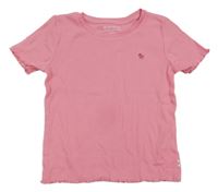 Růžové žebrované crop tričko s beruškou TOM TAILOR