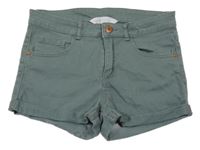 Khaki riflové kraťasy H&M