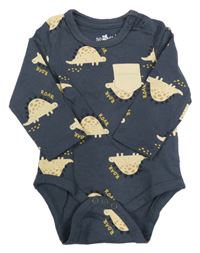 Tmavomodré body s dinosaury a kapsou so cute
