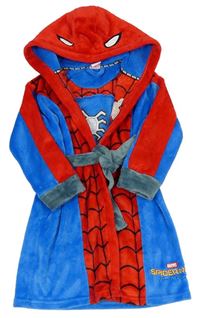 Modro-červený chlupatý župan Spiderman s kapucí Tu