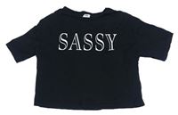 Černé crop tričko s nápisem zn. River Island