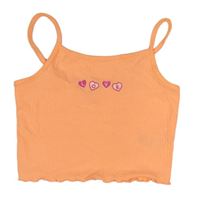 Neonově oranžový žebrovaný crop top se srdíčky River Island