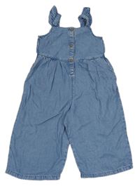 Modrý lehký culottes overal riflového vzhledu s volánky Next