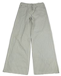 Bílo-modré pruhované wide leg rifle Zara