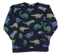 Tmavomodrá mikina s dinosaury M&S