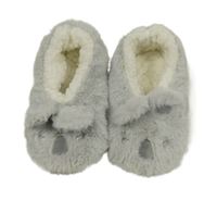 Šedé chlupaté zateplené domácí bačkory - koala vel. 29