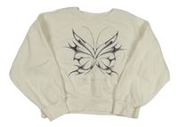 Smetanová oversize mikina s motýlem H&M