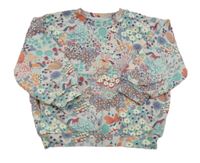 Modro-barevná květovaná mikina s jednorožci Nutmeg