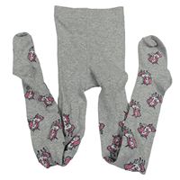 Šedé melírované punčocháče s jednorožci H&M