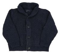 Tmavomodrý propínací svetr s límcem Next