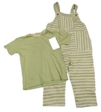 Nové - 2set - Béžovo-zelené pruhované laclové tepláky + pruhované tričko Leigh Tucker