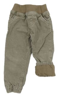 Světlehnědé manšestrové podšité cuff kalhoty s úpletovým pasem Impidimpi