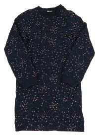 Tmavomodré vzorované teplákové šaty S. Oliver