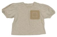 Béžové melírované crop tričko s krajkou