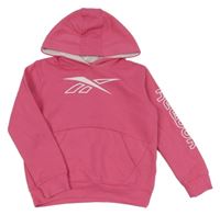 Tmavorůžová mikina s logem a kapucí Reebok