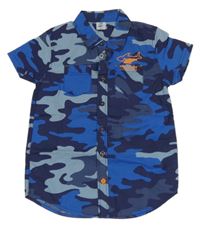 Tmavomodro-modrá army košile se žralokem Kiki&Koko