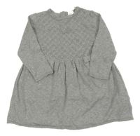 Šedé melírované svetrové šaty s perforovaným vzorem H&M