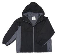 Černo-tmavošedá šusťáková podzimní bunda s kapucí Old Navy
