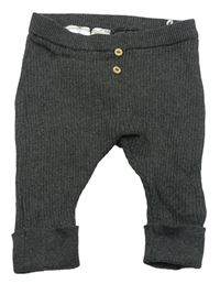 Tmavošedé úpletové žebrované tepláky H&M