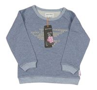 Světlemodro-zlatá třpytivá mikina s potiskem 