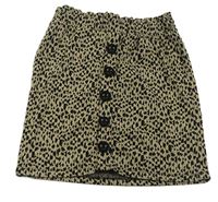 Hnědo-černá vzorovaná sukně s knoflíky Primark