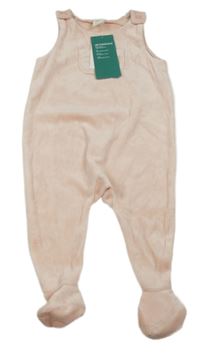 Nové - světlerůžové sametové dupačky s kapsou H&M