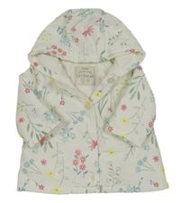 Bílá šusťáková zateplená bunda s barevnými květinami a kapucí George