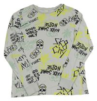 Světlešedé pyžamové triko s nápisy a skaty H&M