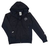 Tmavomodrá sportovní bunda s nápisem a logem a kapucí - Nike