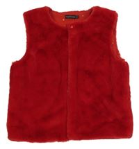 Červená kožešinová podšitá vesta 
