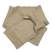 Béžovo-zlatá pletená šála s mašlí Mayoral