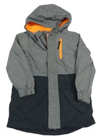 Šedo-černá šusťáková funkční jarní bunda s kapucí Kiki&Koko